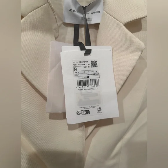 Women's Cream Single-Button Blazer Jacket - Picture 6 of 6